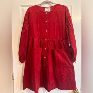 NWT maroon couduroy button front dress. Size 4